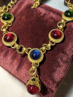 Matte Gold Royal Regul Byzantine Mogul Vintage Vibes Statement Necklace